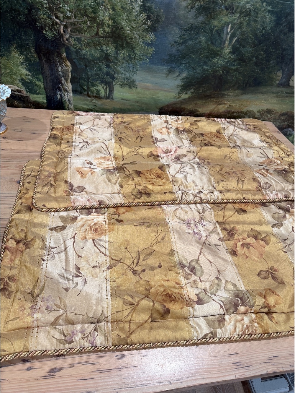 Croscill Home King Size Shams Pillow Covers in Gold Floral Pattern